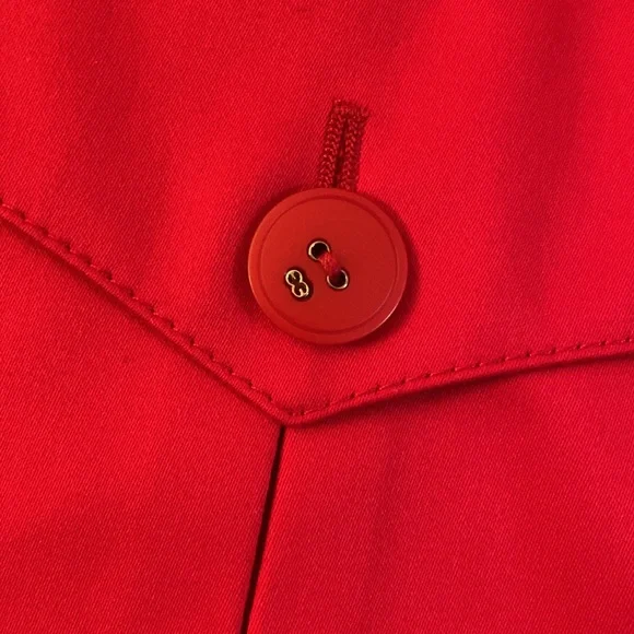Escada Cotton Stretch Gorgeous Red Logo Button Lined Jacket